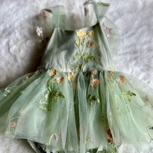Arabella and Rose Sugar Plum Forest Green Tulle Romper Dress ~Size 1 (12 months)